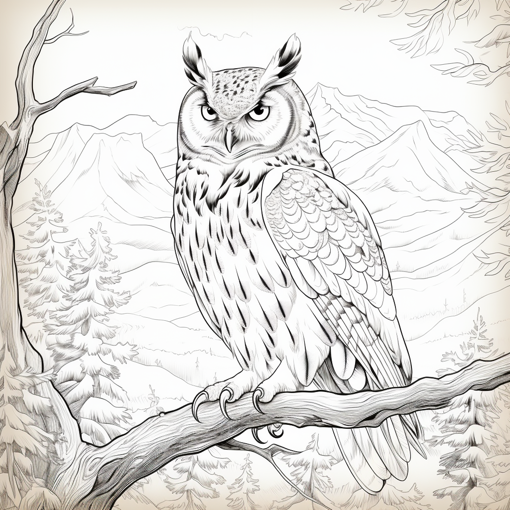 Coloring book page of Eurasian Eagle-Owl