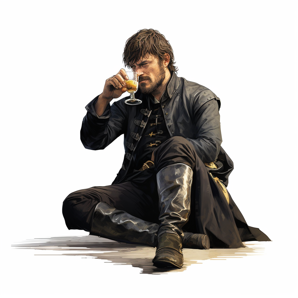 Euron Greyjoy sitting with wine glass