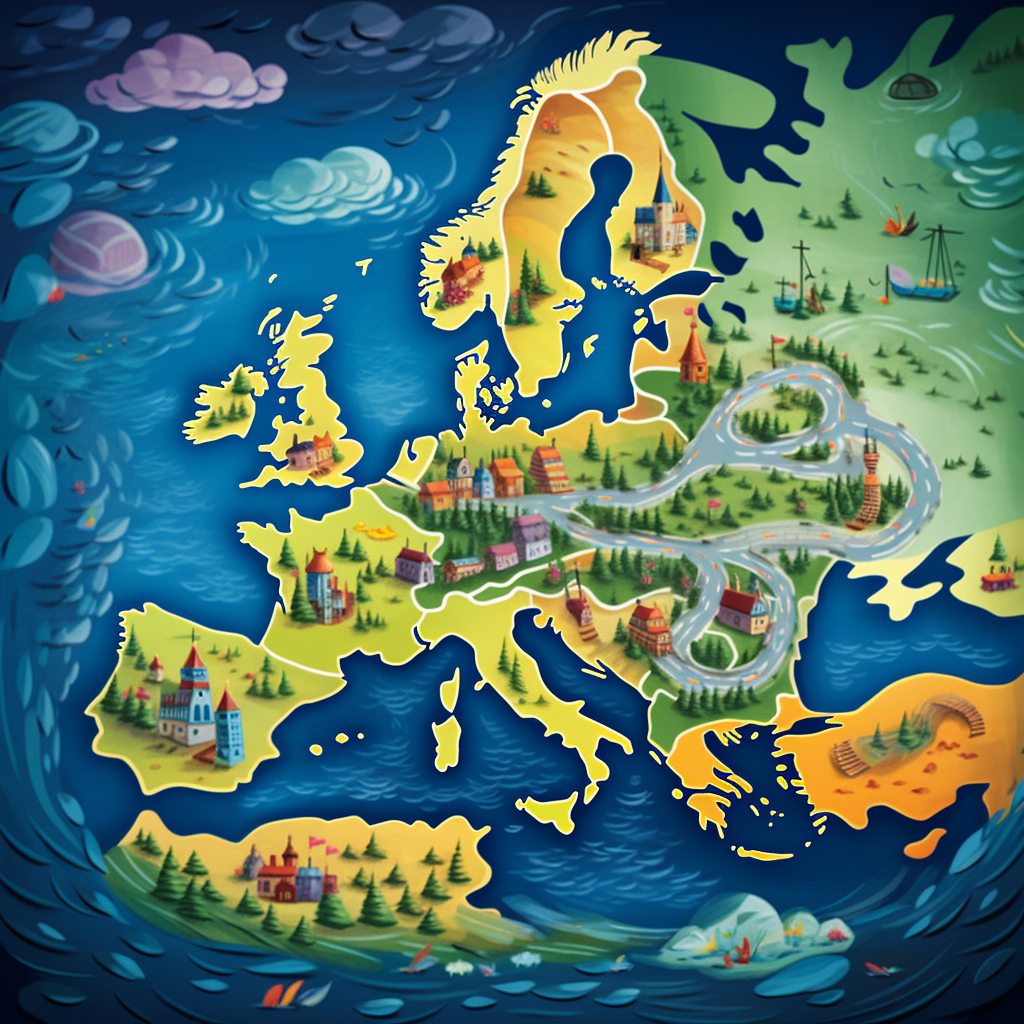 Bright Europe Map Illustration for Children