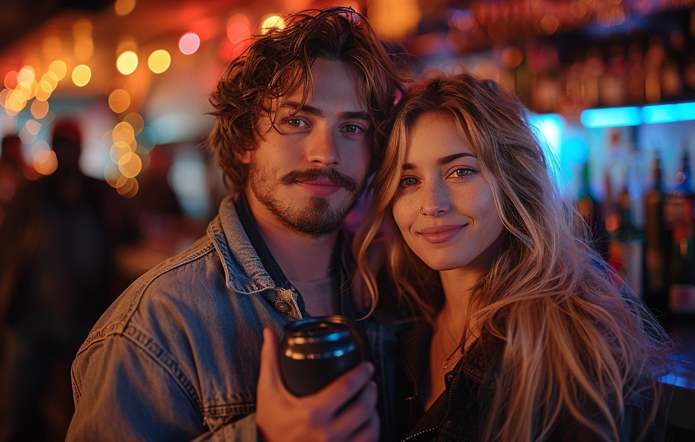 European couple holding black can