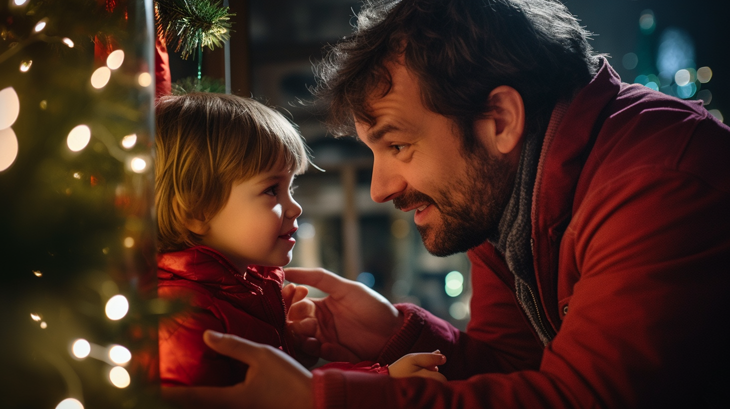 Young European couple decorating Christmas tree