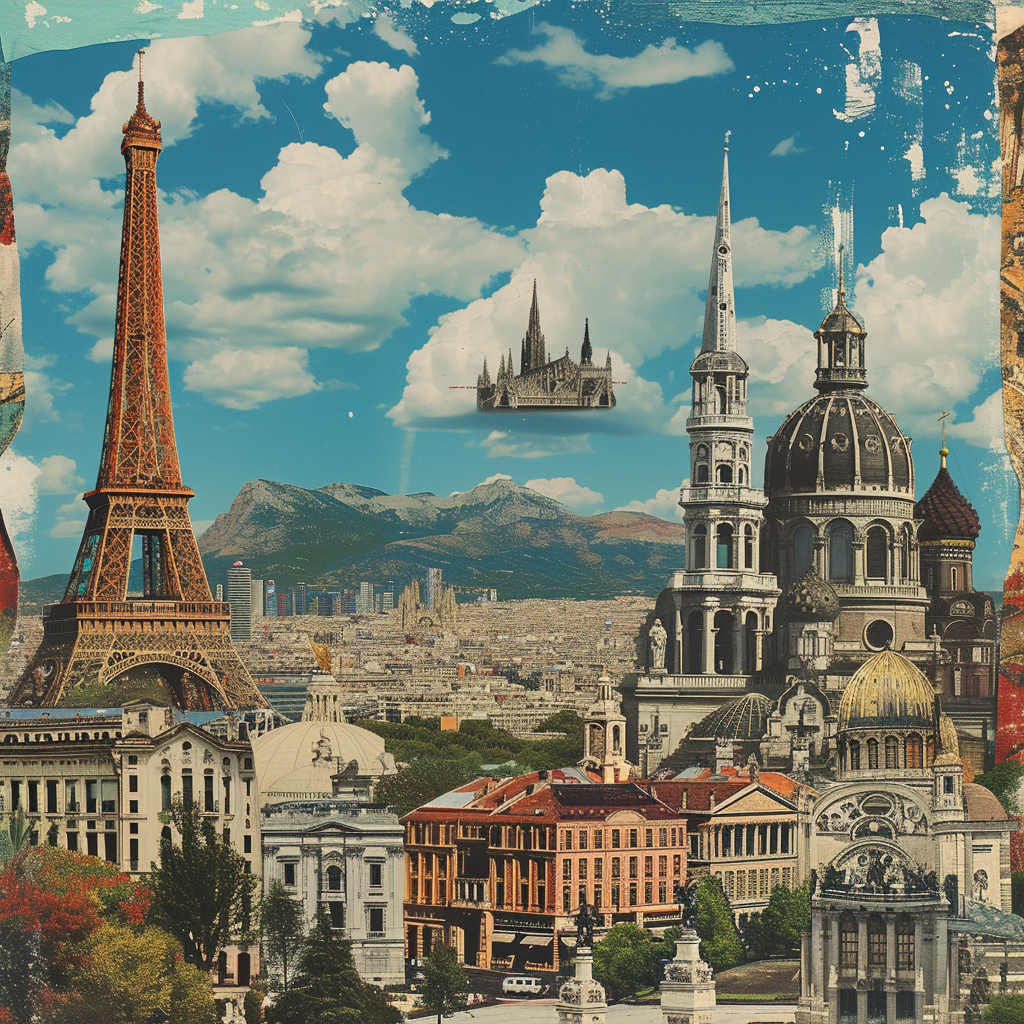 European landmarks collage photo