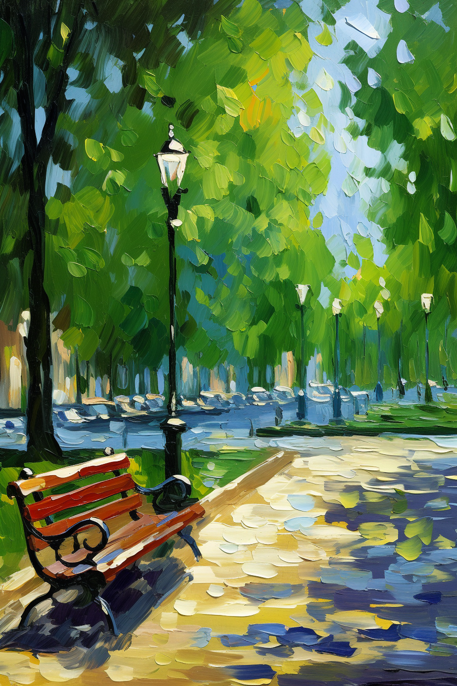 European Park Oil Painting Artwork