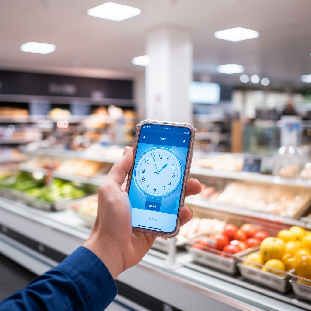 European supermarket staff using iPhone app