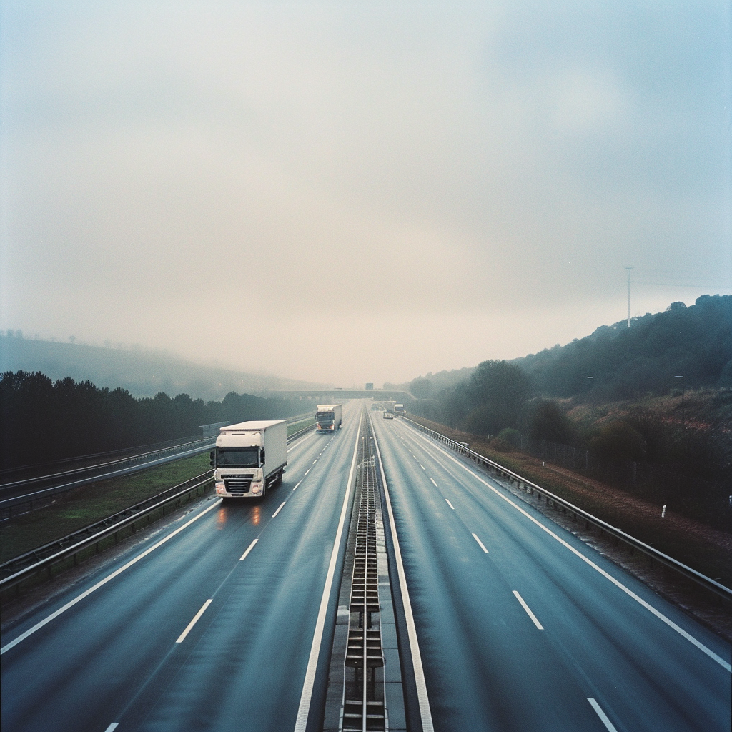 European truck on motorway