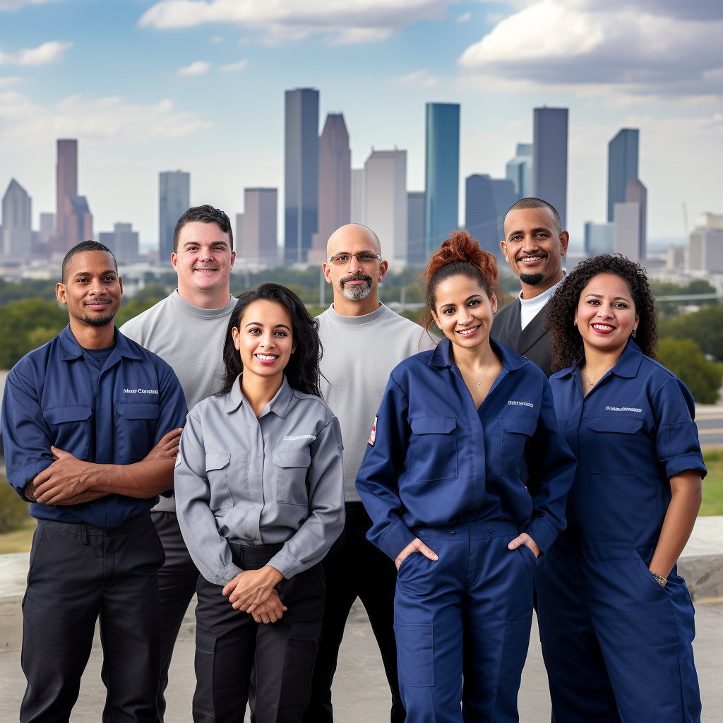 Smiling European workers in Houston