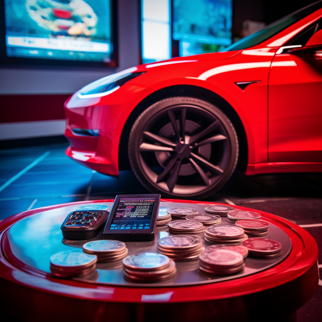 EV Charger, Electric Vehicle, Poker Chips on Table