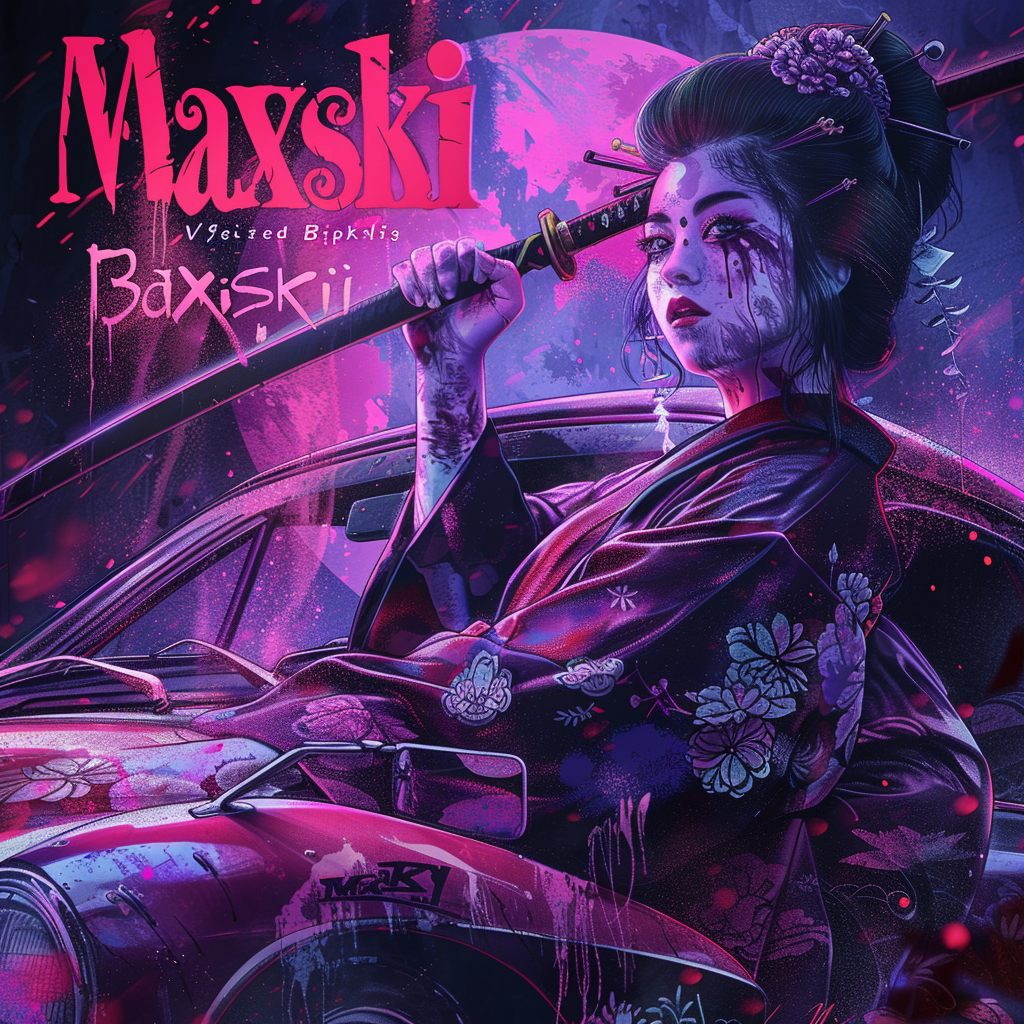 Evil Cyber Geisha Girl driving car