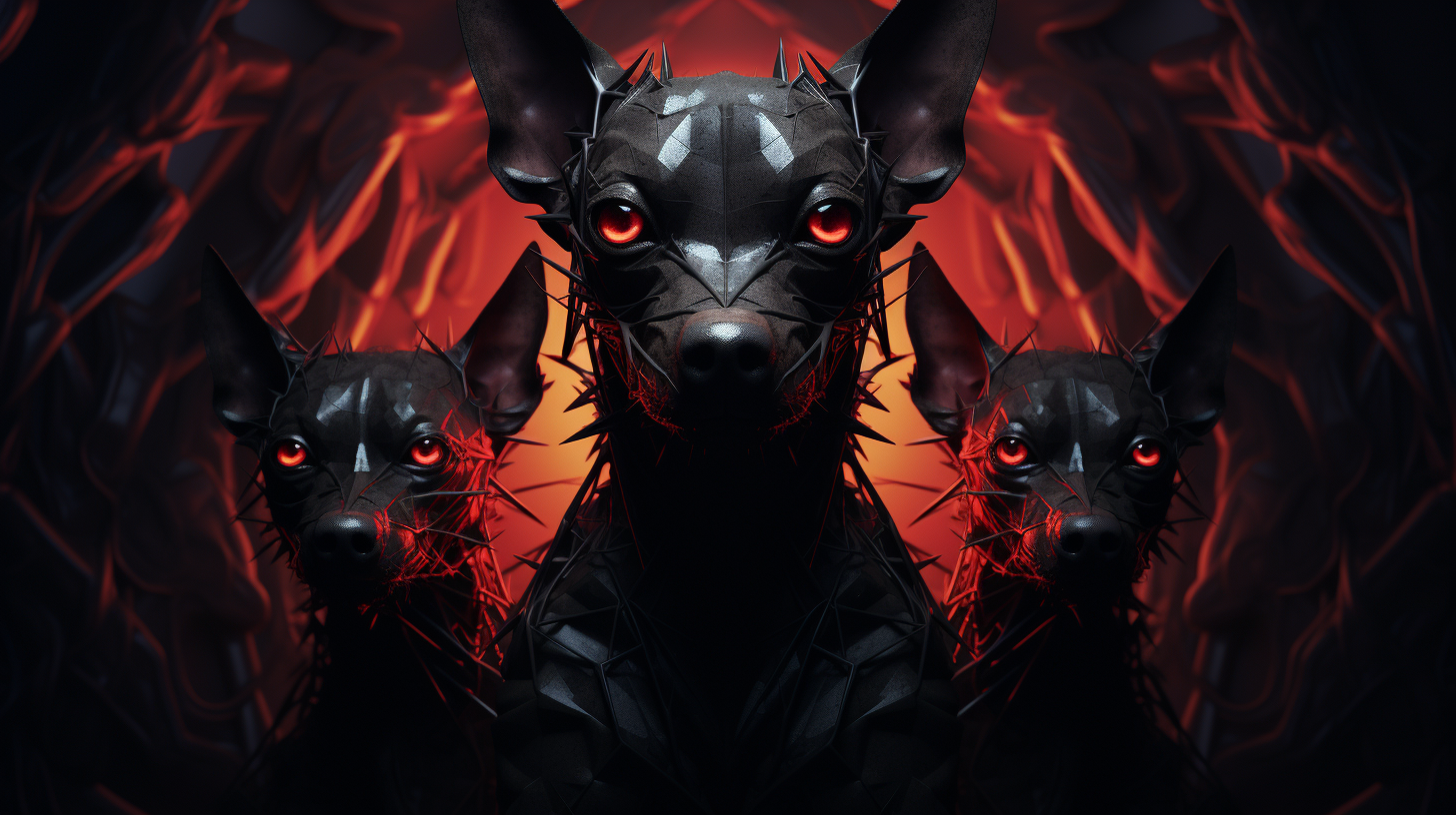 Two-headed Evil Dog in Dark Environment