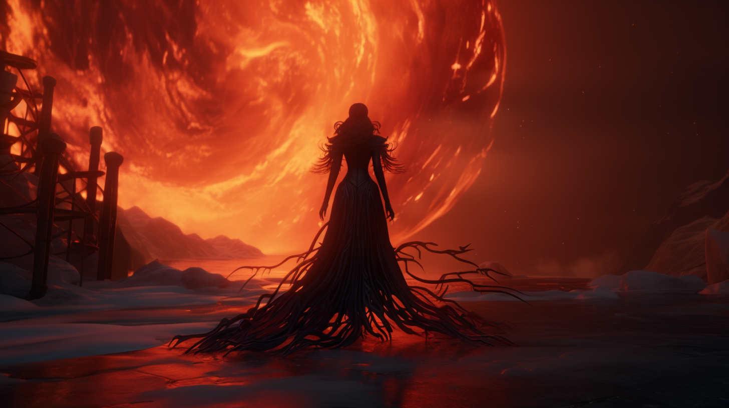 Evil Fiery Phoenix Above Arendelle