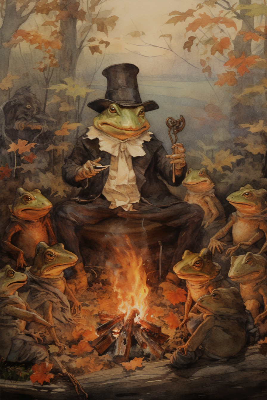 Evil frog and toad by the fire