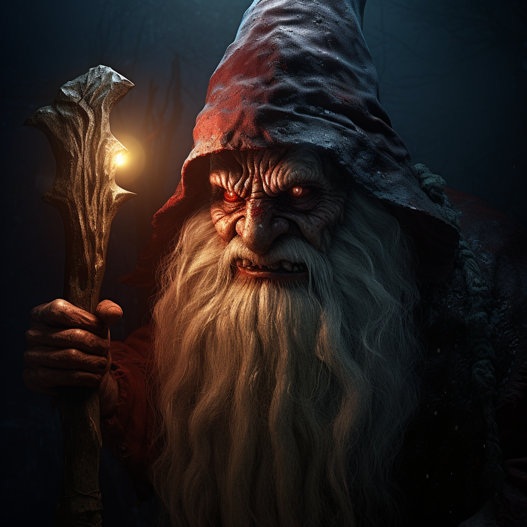 Sinister gnome with menacing axe