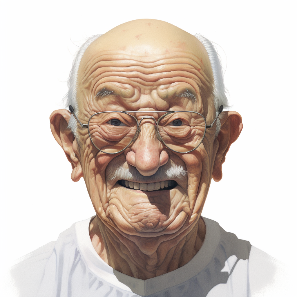 Detailed illustration of evil smile Japanese grandpa