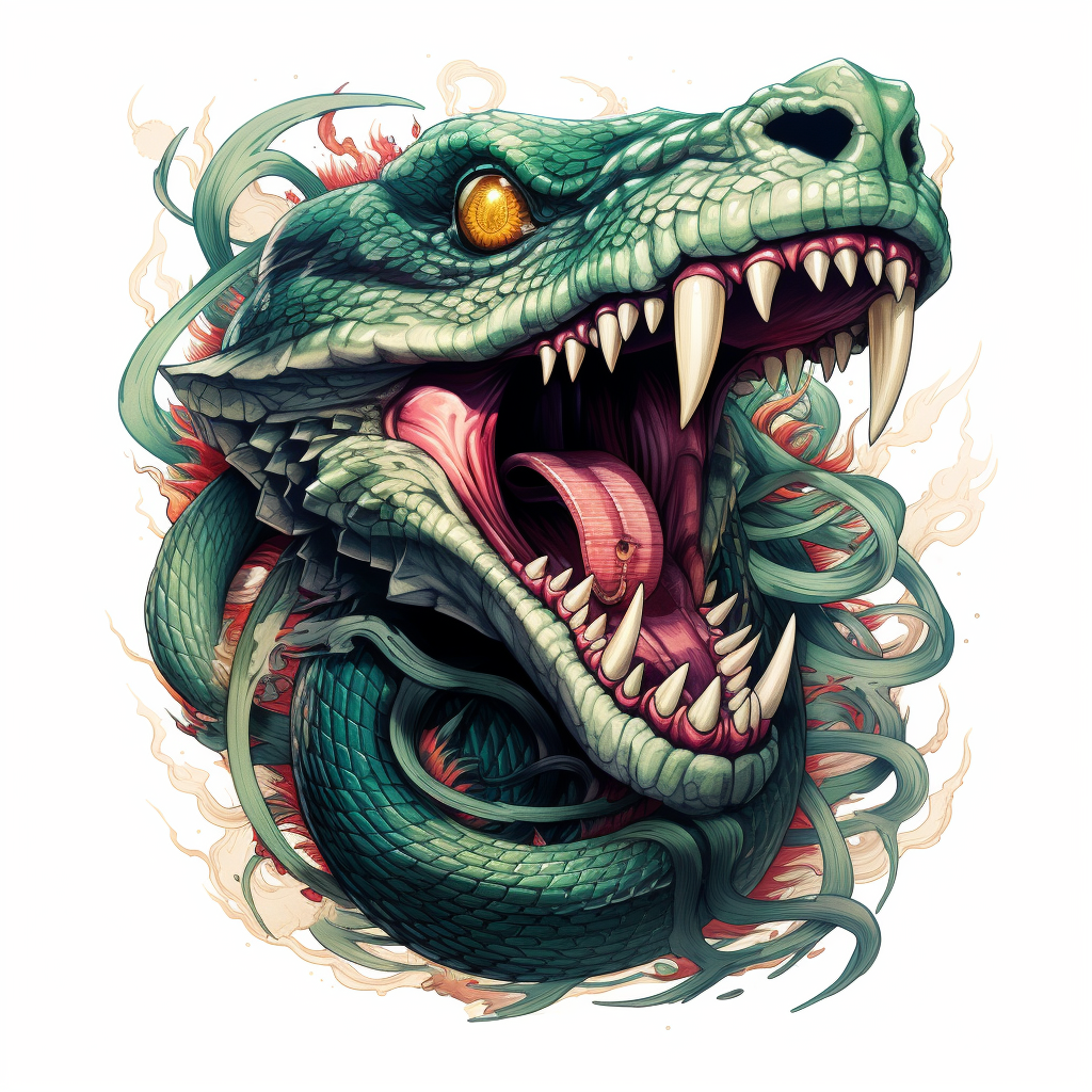 Evil snake tattoo illustration