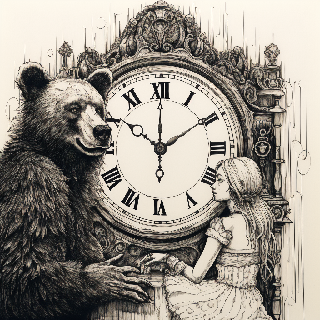 Evil teddy bear hypnotizing woman