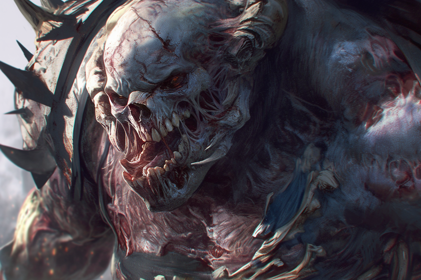 Evil monster with skull head