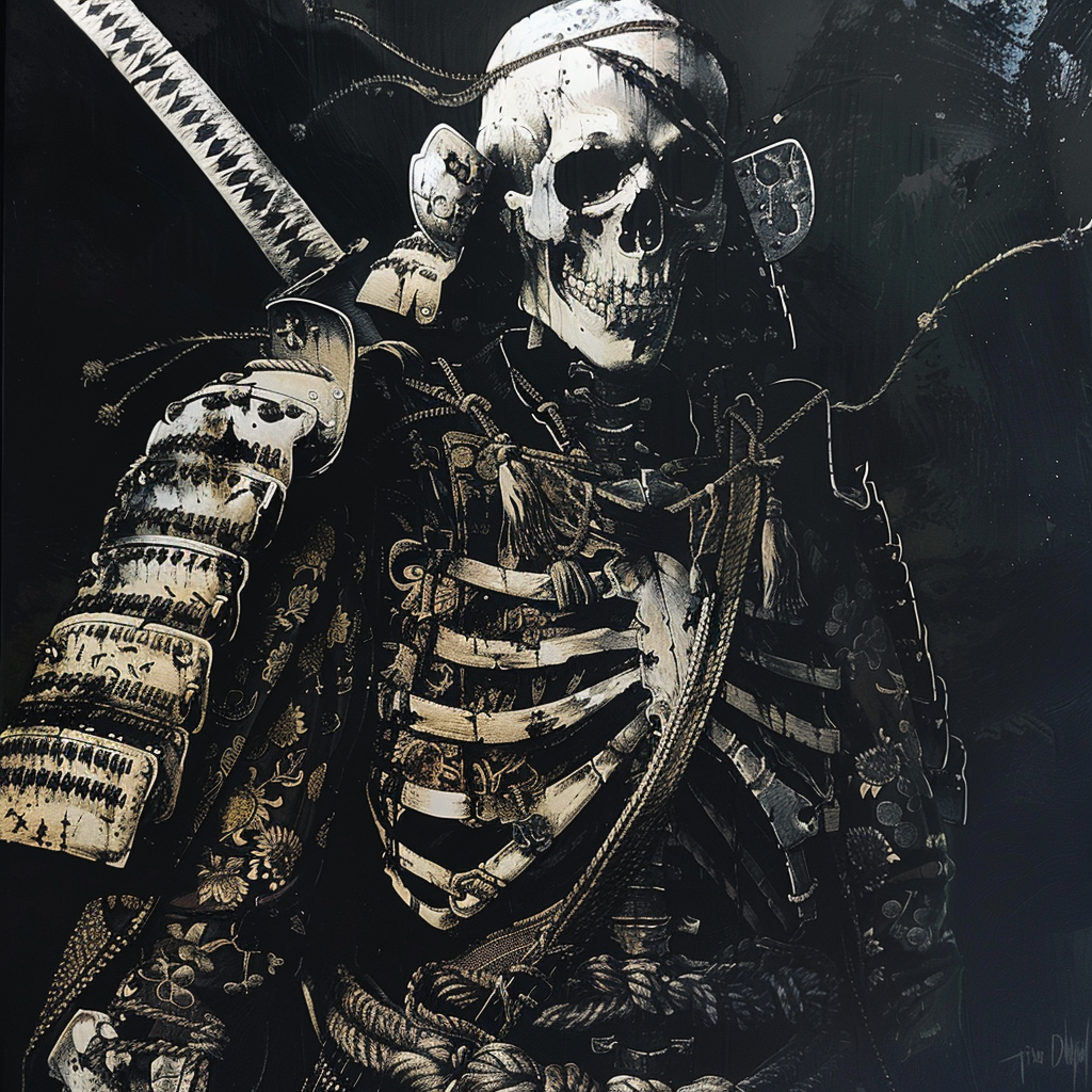 Skeleton samurai warrior sword