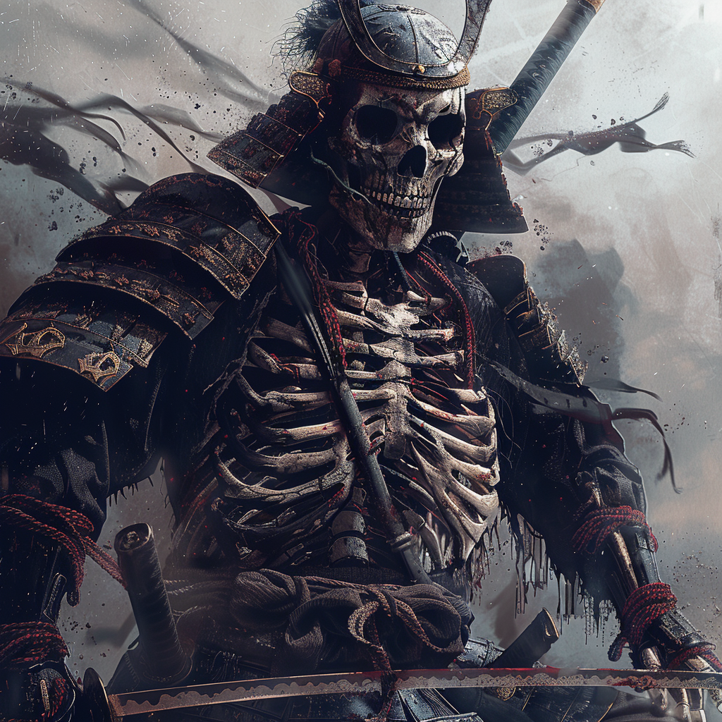 Evil Skull Samurai Skeleton Bones