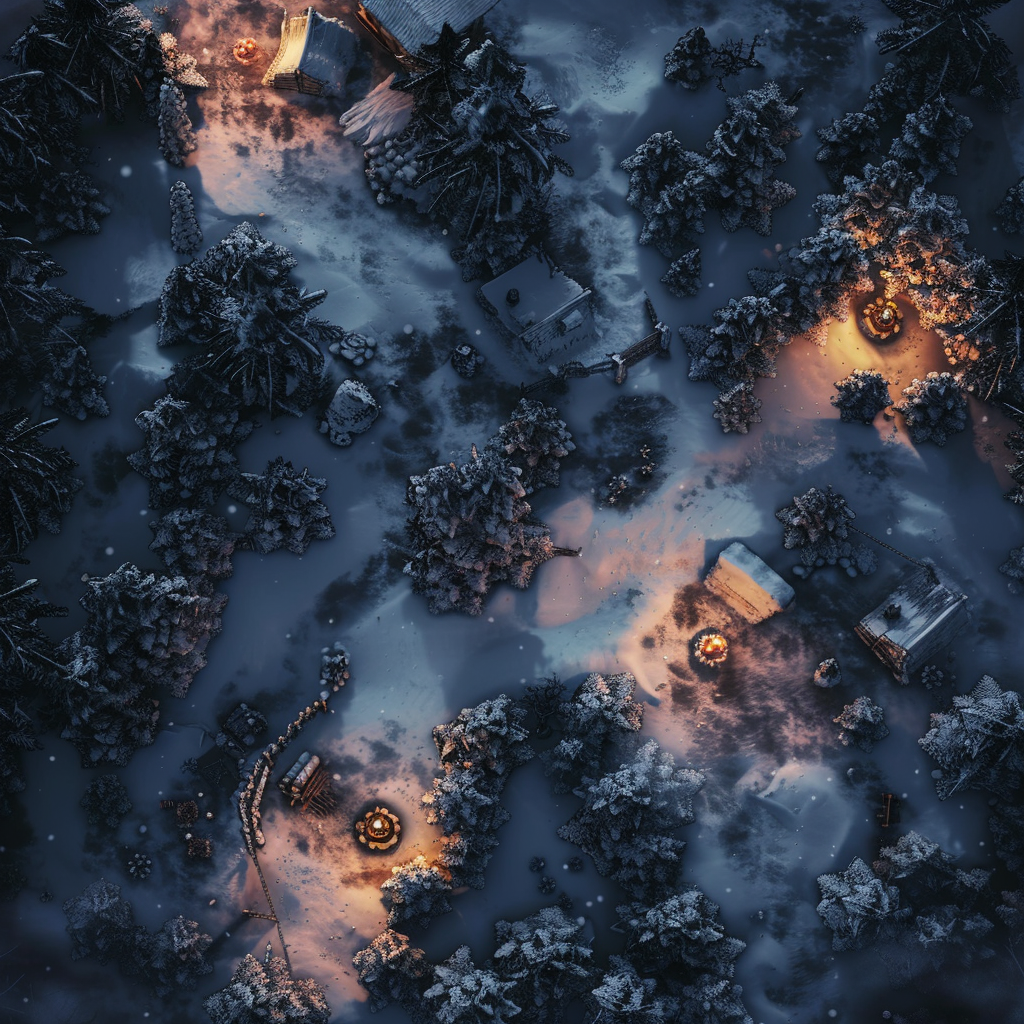 Dark Winter Forest Battle Map