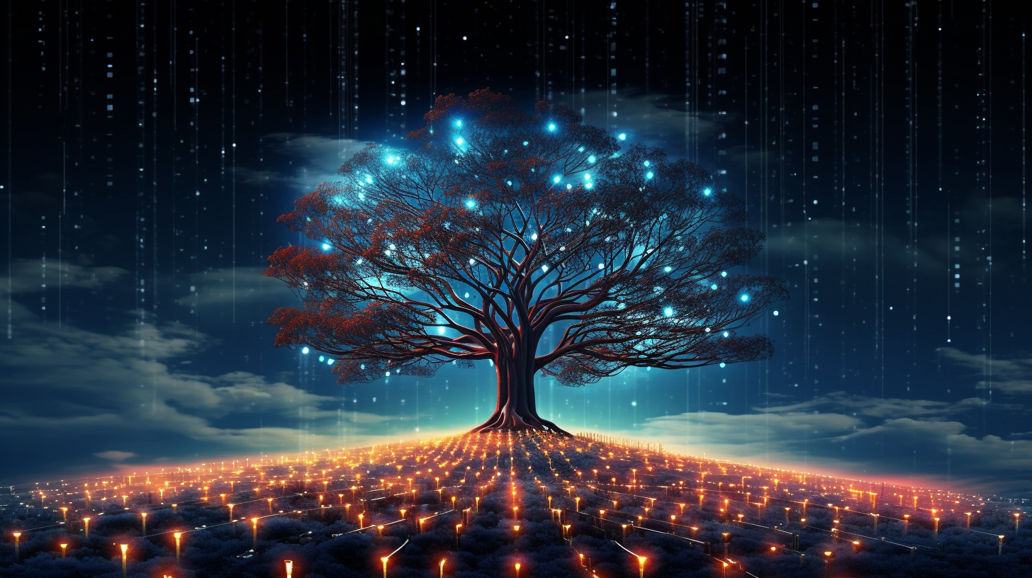 Digital tree representing evolving AI technology