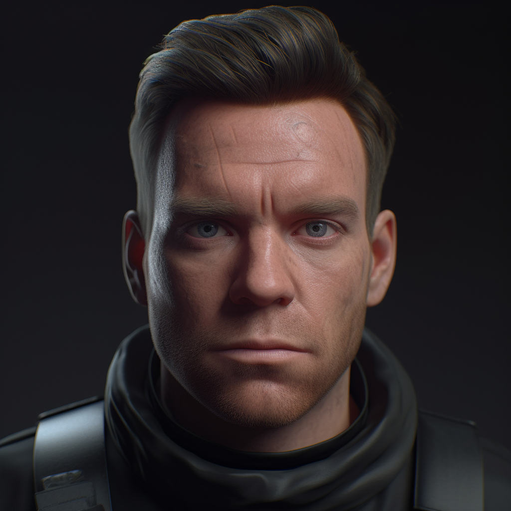 Close-up of Ewan McGregor in Special Agent Gear