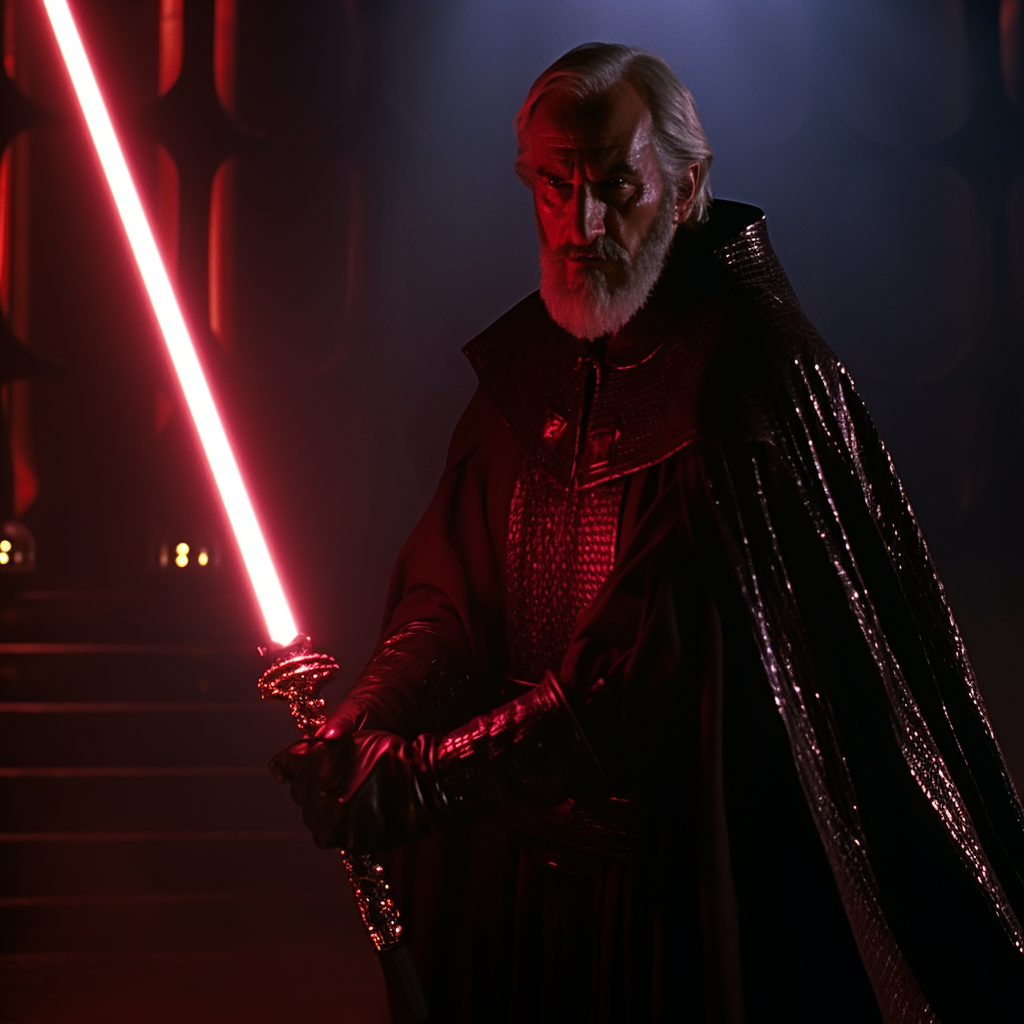 Count Dooku ignites lightsaber in Excalibur