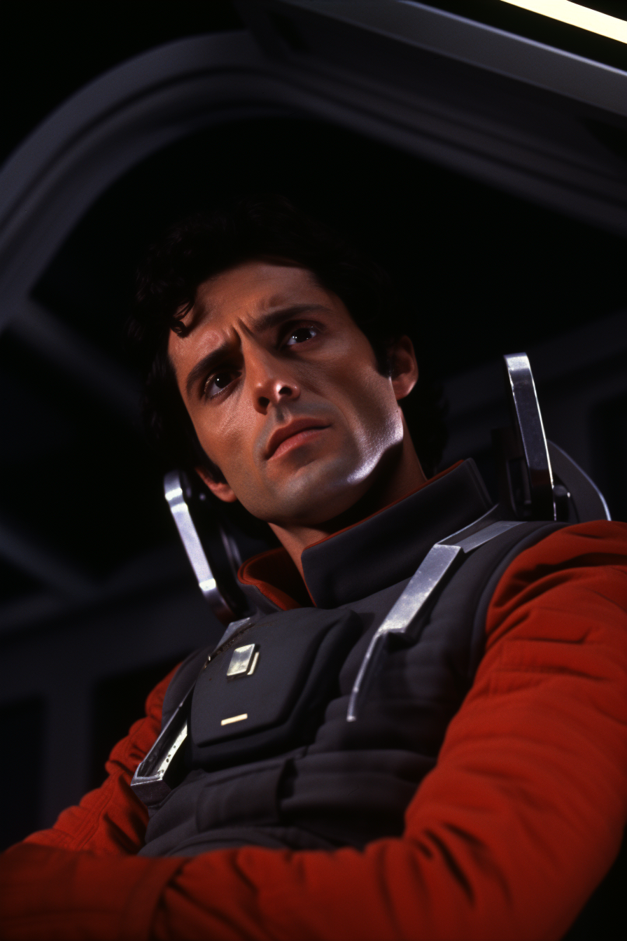 Poe Dameron piloting a spaceship