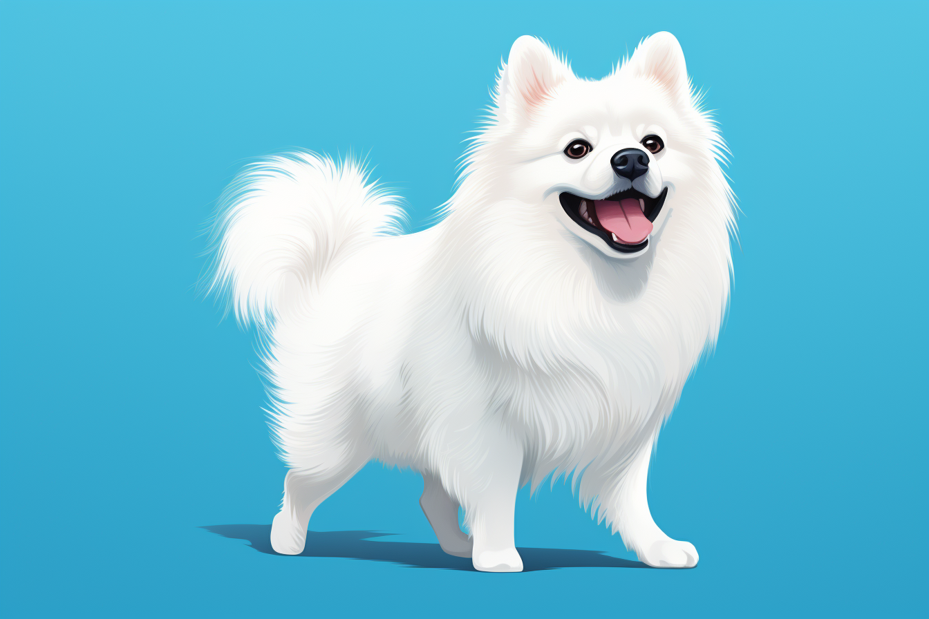 Excited white spitz dog illustration