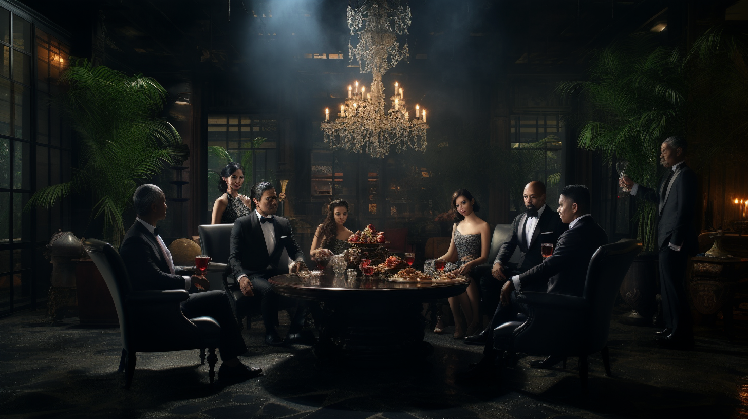 Elegant high society club meeting