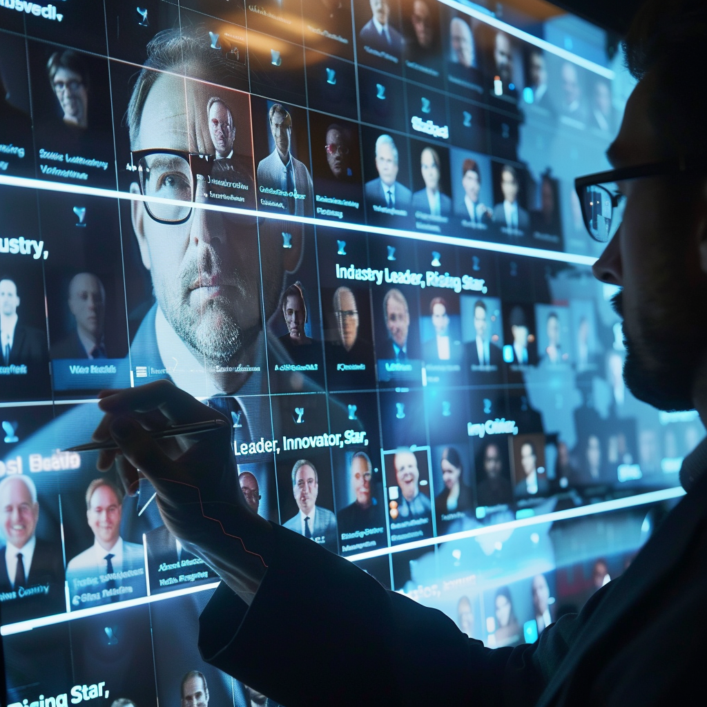 Consultant examining LinkedIn Profiles on Screen