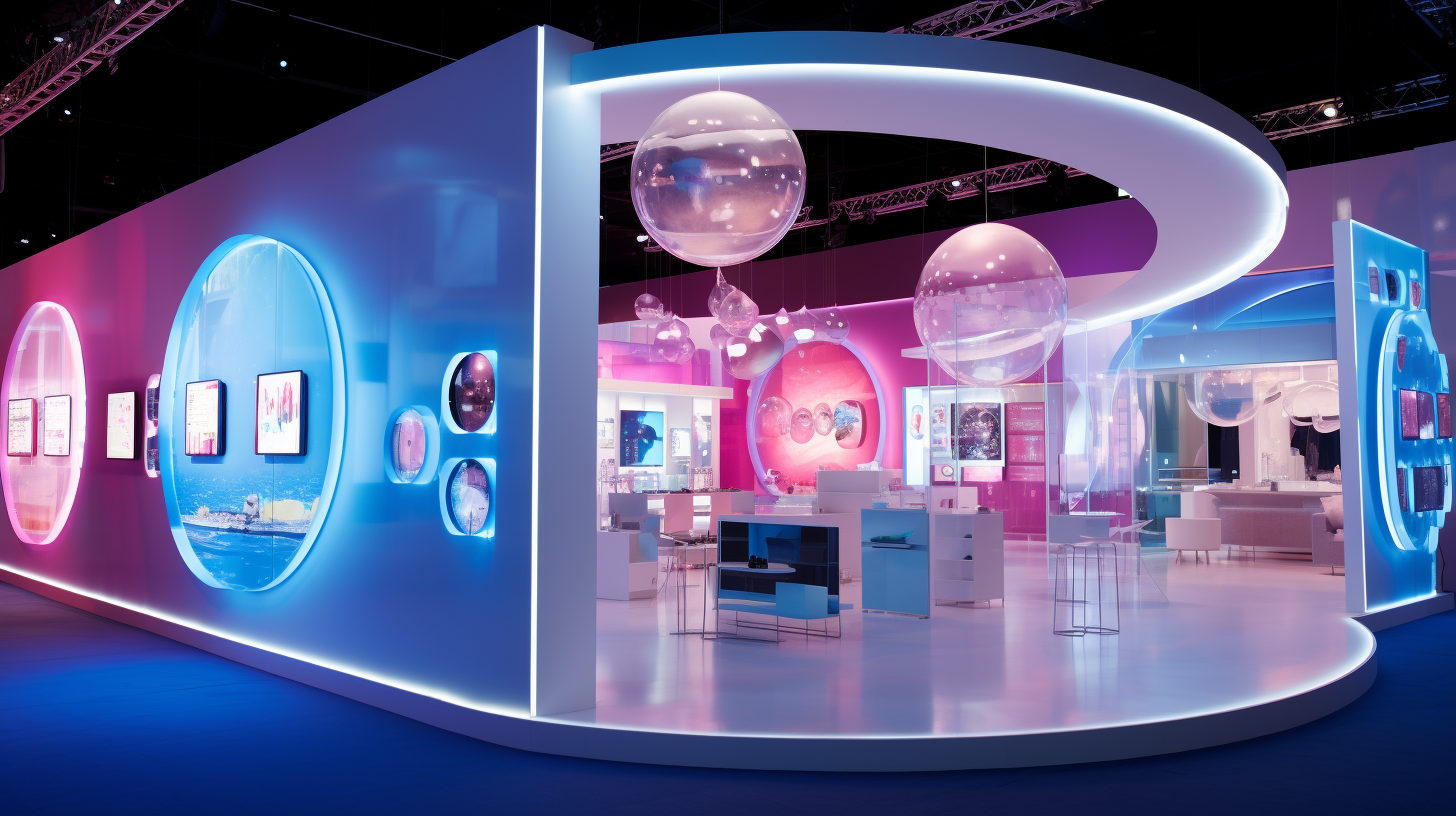 Exhibition stand with interactive LED touch screens