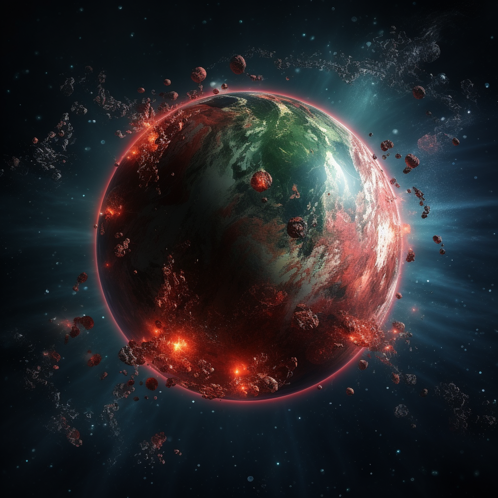 Realistic Image of Exoplanet Globe with Red Oceans