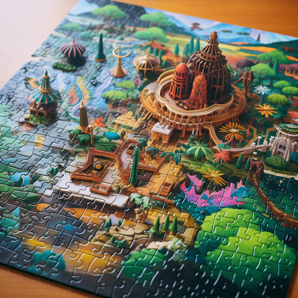 Colorful exotic jigsaw puzzle pieces