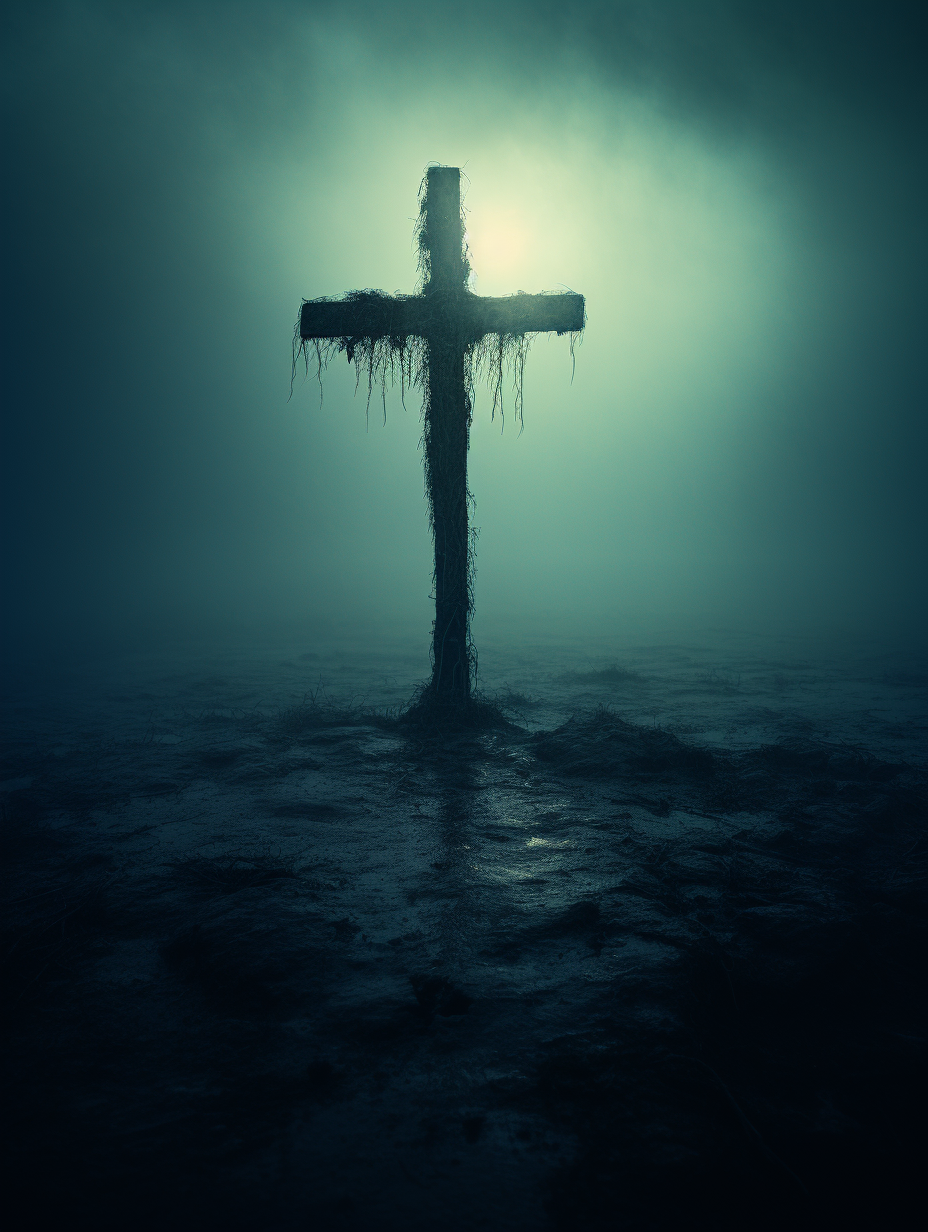 Exotic cross in foggy sky