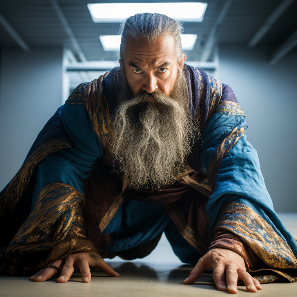 Exotic Male Wizard in Blue Robe