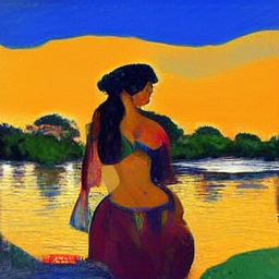 Exotic Spanish Woman by the River Art