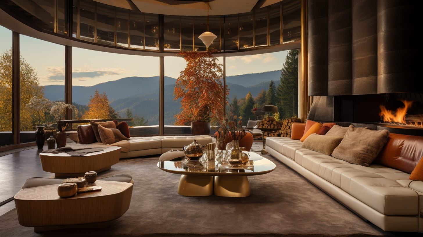 Stunning luxury living room in the mountains