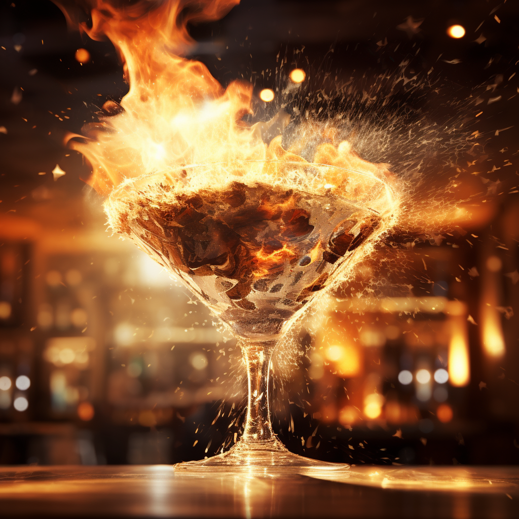 Vibrant martini glass explosion art