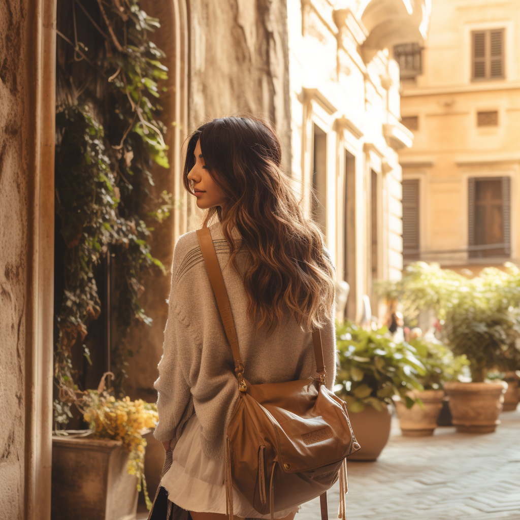 Woman absorbing Rome's culture and history