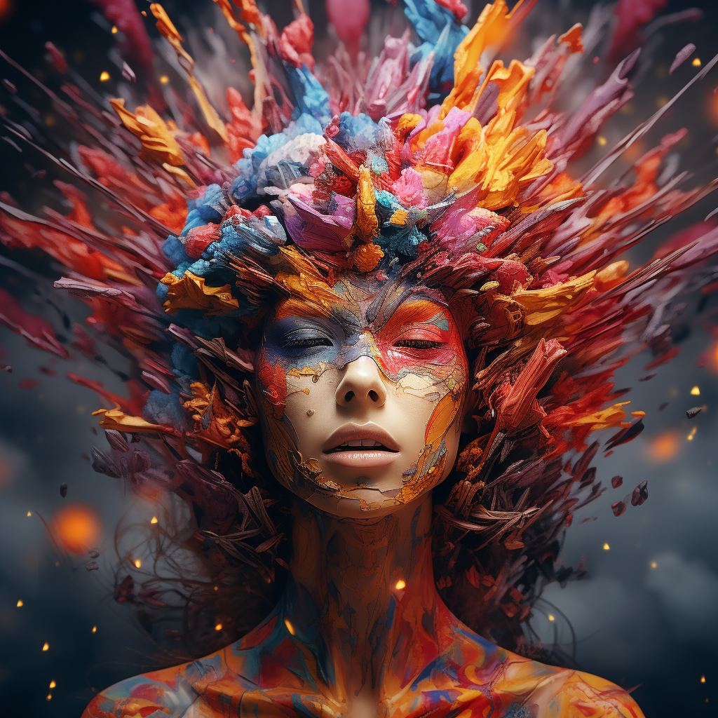 Vibrant explosion of pixels in surreal art