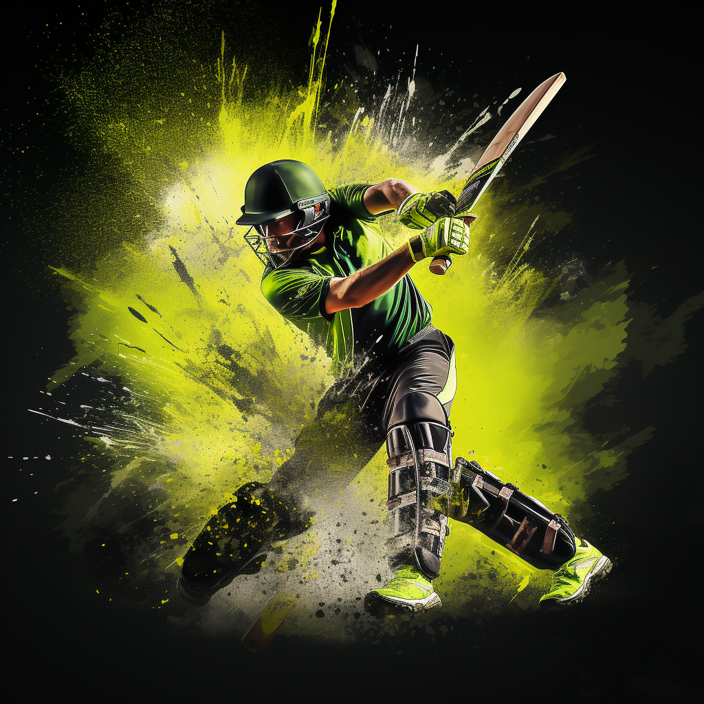 Cricketer in Action, Hitting Ball with Force