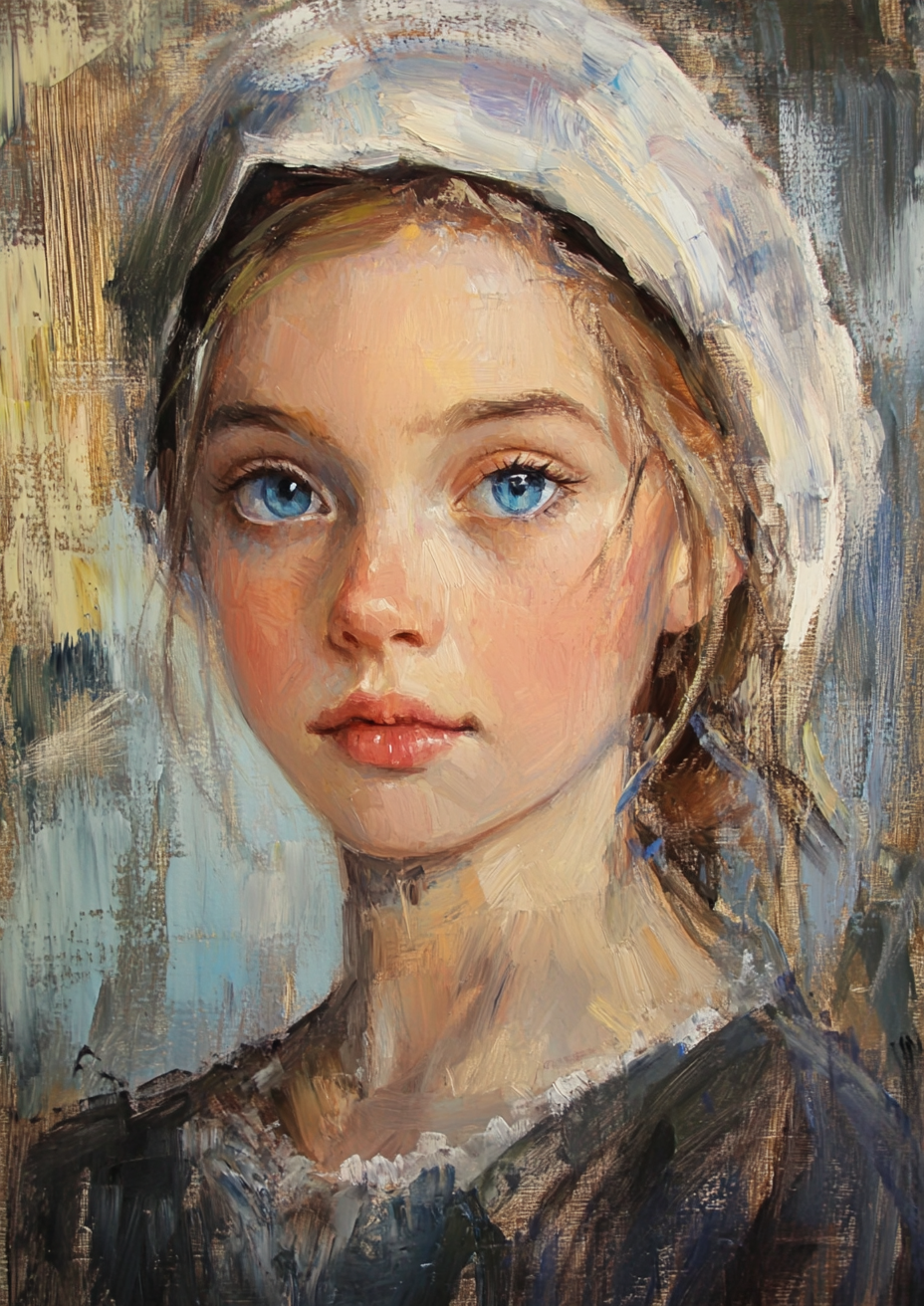 expressionism girl with blue eyes