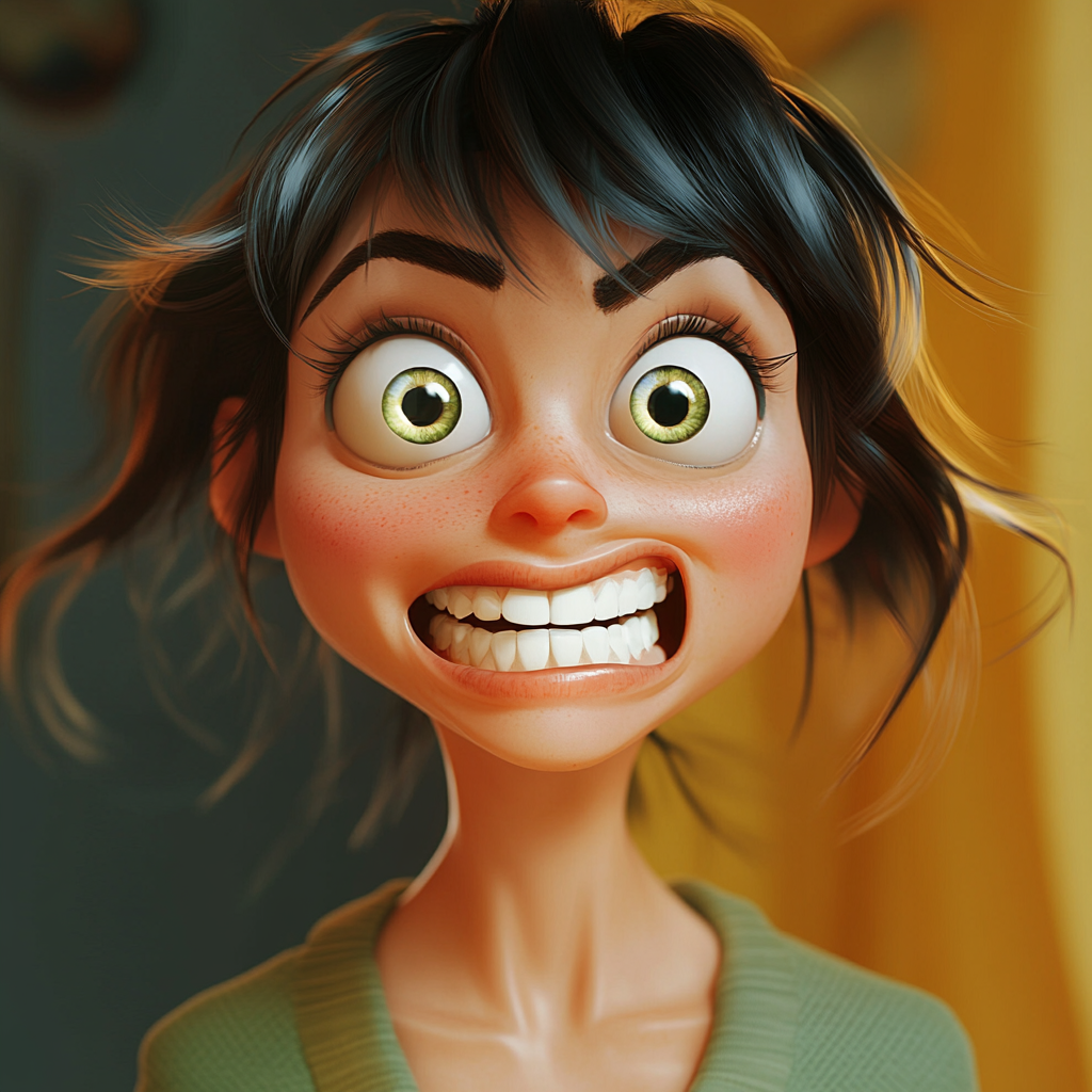 Irritated young woman in cartoon portrait