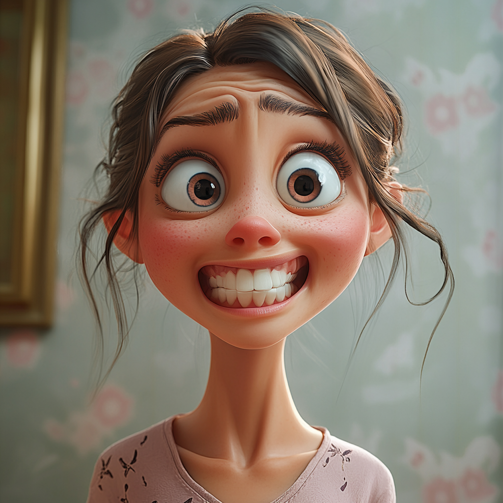 smiling young woman caricature art