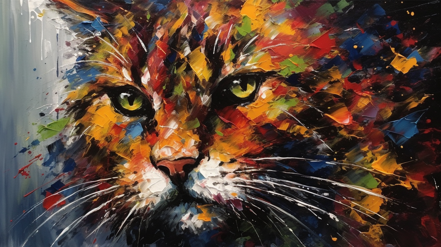 Bold brushstrokes cat painting