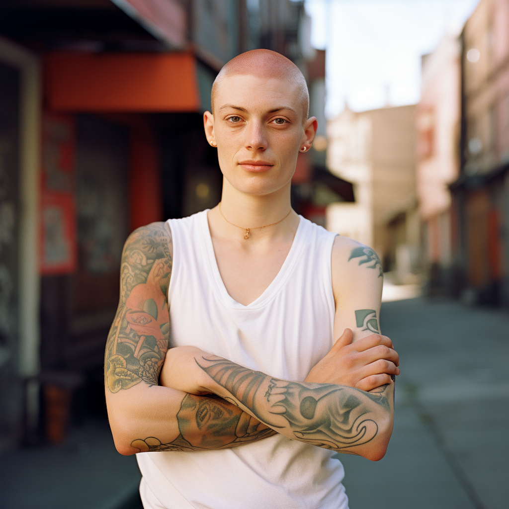 Portrait of expressive non-binary person in Brooklyn