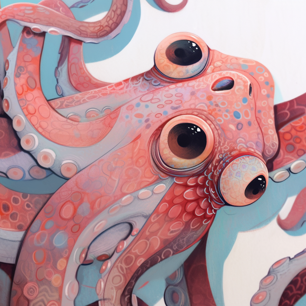 Close-up of expressive octopus painting