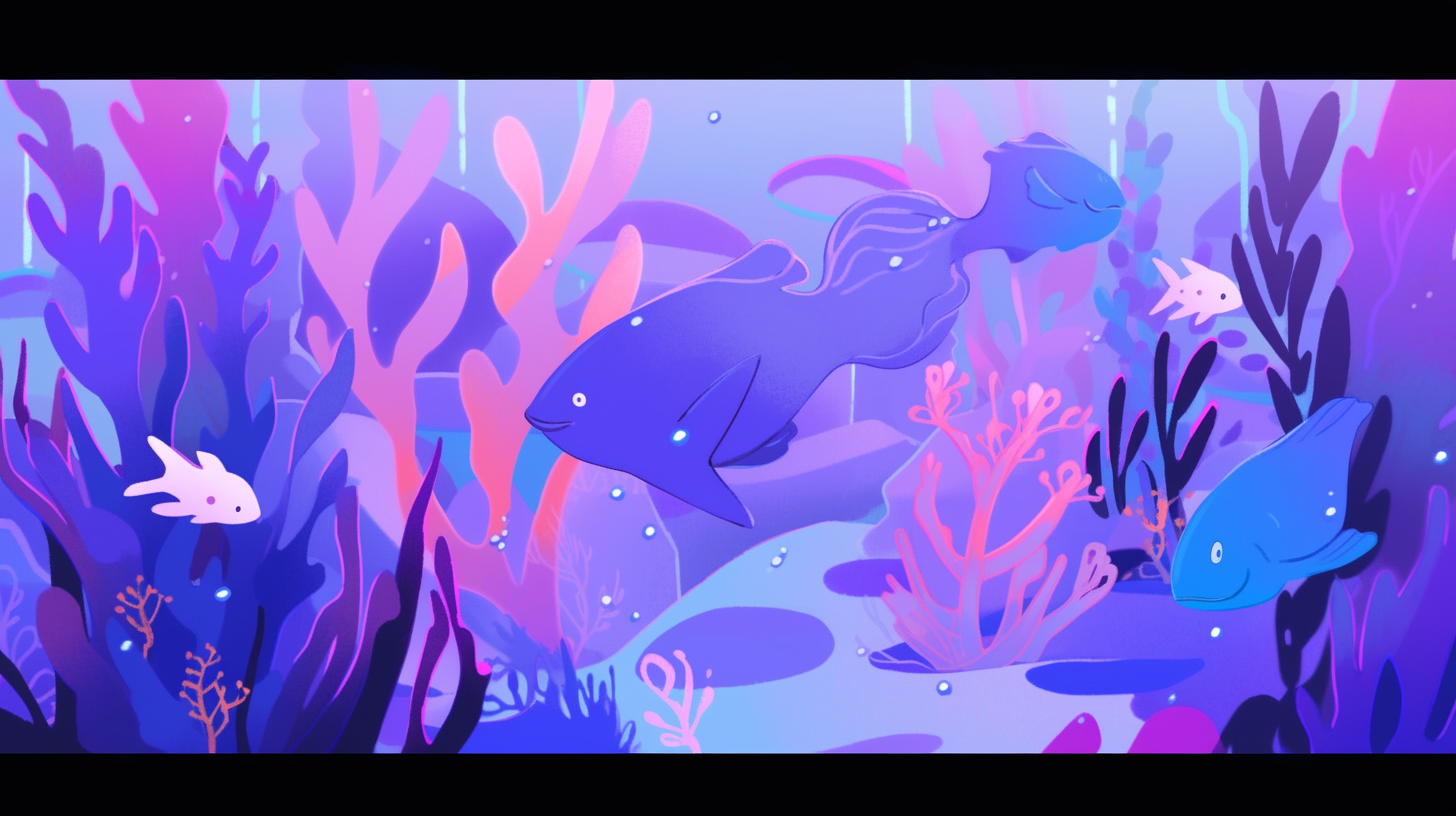 Colorful underwater scene illustration