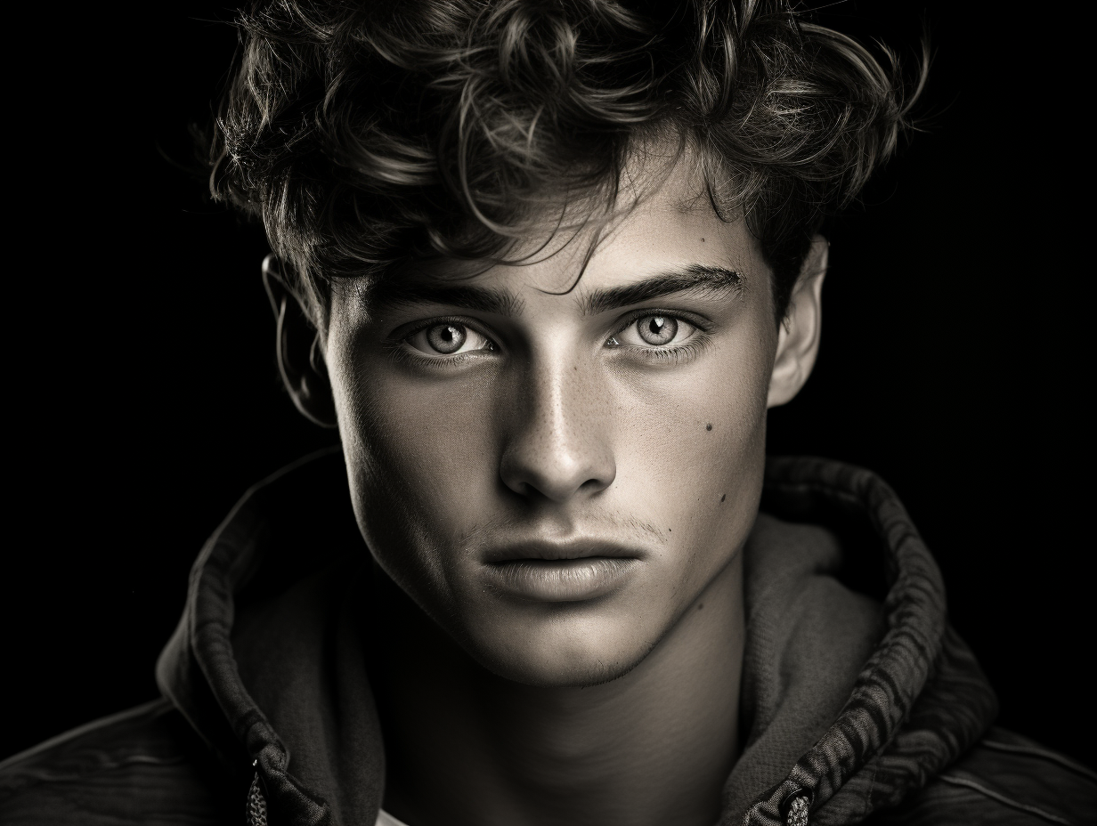 Black and White Male Teenager Portrait