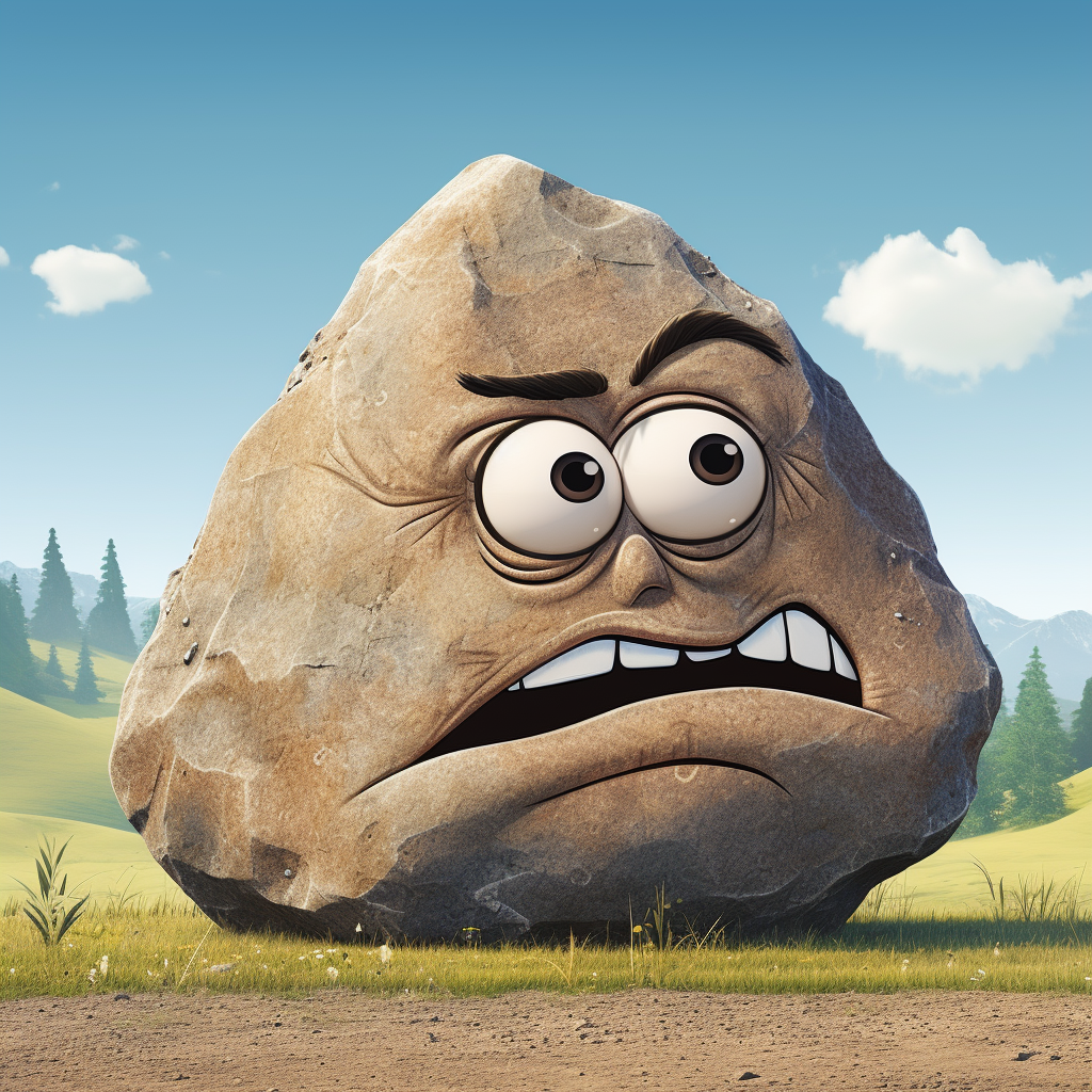 Cartoon Boulder with Expressive Eyebrows